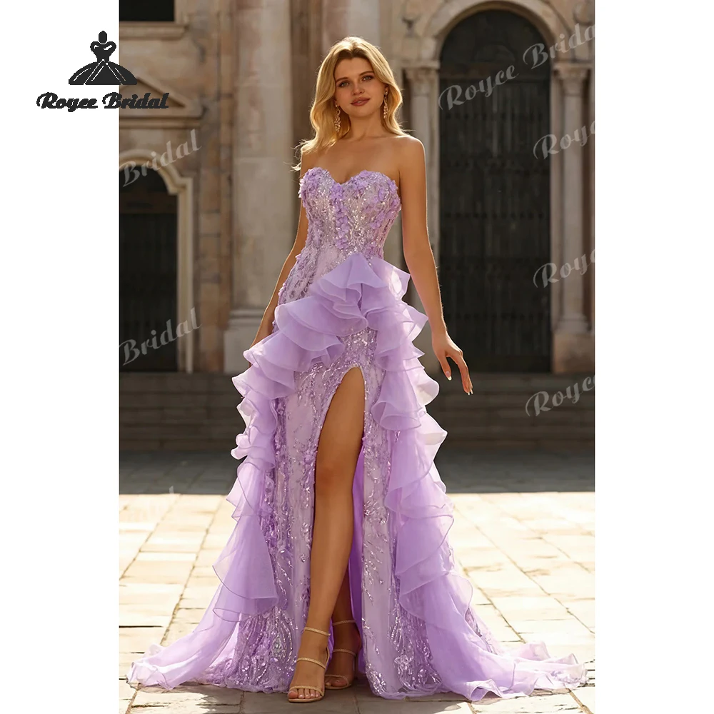 Gerüschte A-Linien-Abschlussballkleider 2026 mit Herzausschnitt und 3D-Blumen, formelle Abendkleider, maßgeschneiderte elegante Festkleider