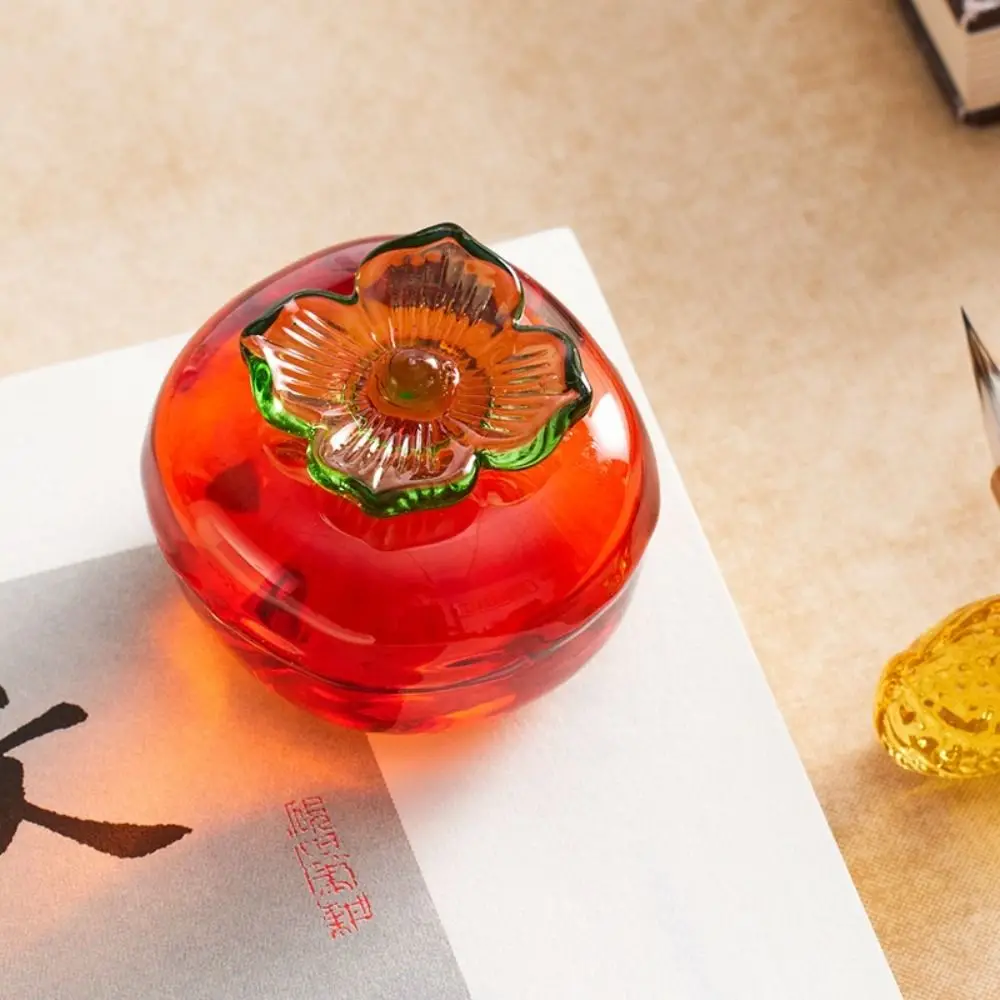 Professional Crystal Glass Paperweight Traditional Writing Pumpkin Persimmon Paperweight Painting Drawing