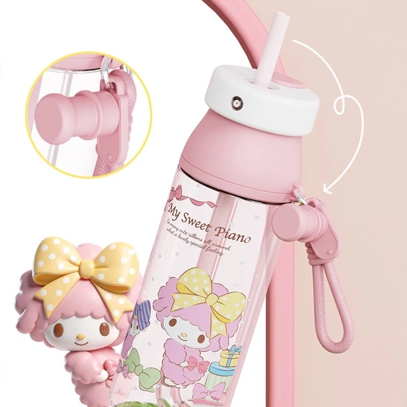 Nickelodeon Cute Cartoon Plastic Water Cup, Hello Kitty Refreshing Mist Straw Cup, Judy the Police Dog Student-Style Summer Cool