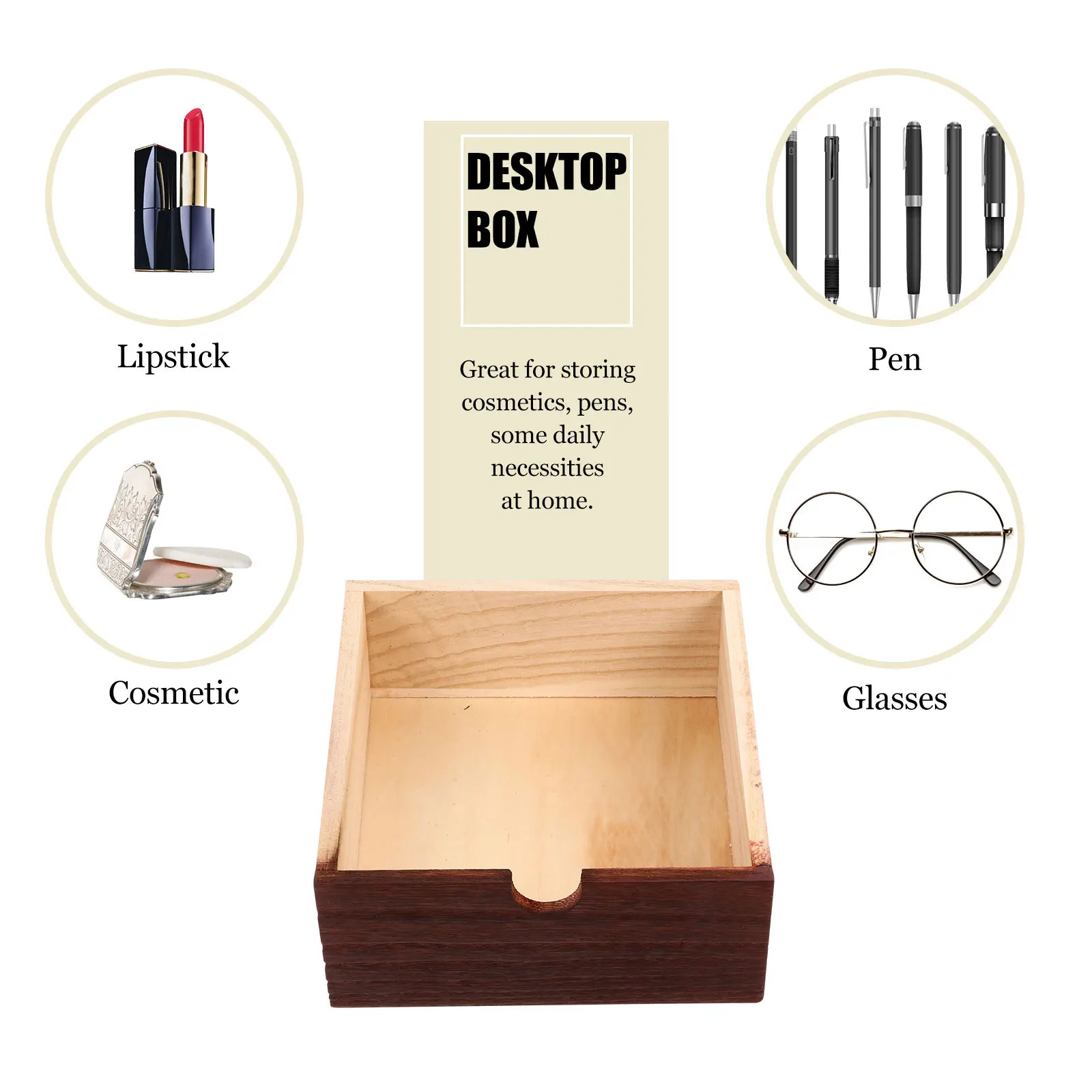 

Retro Wooden Drawer Storage Box Desk Organizer Compact Lightweight Multi Functional Home Decor Vintage Desktop Container