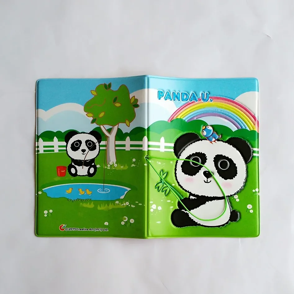 Panda Stamps Letter Envelope Card Holder Passport Cover PVC Leather 3D Design Business Card Bag Passport Holder   for abroad