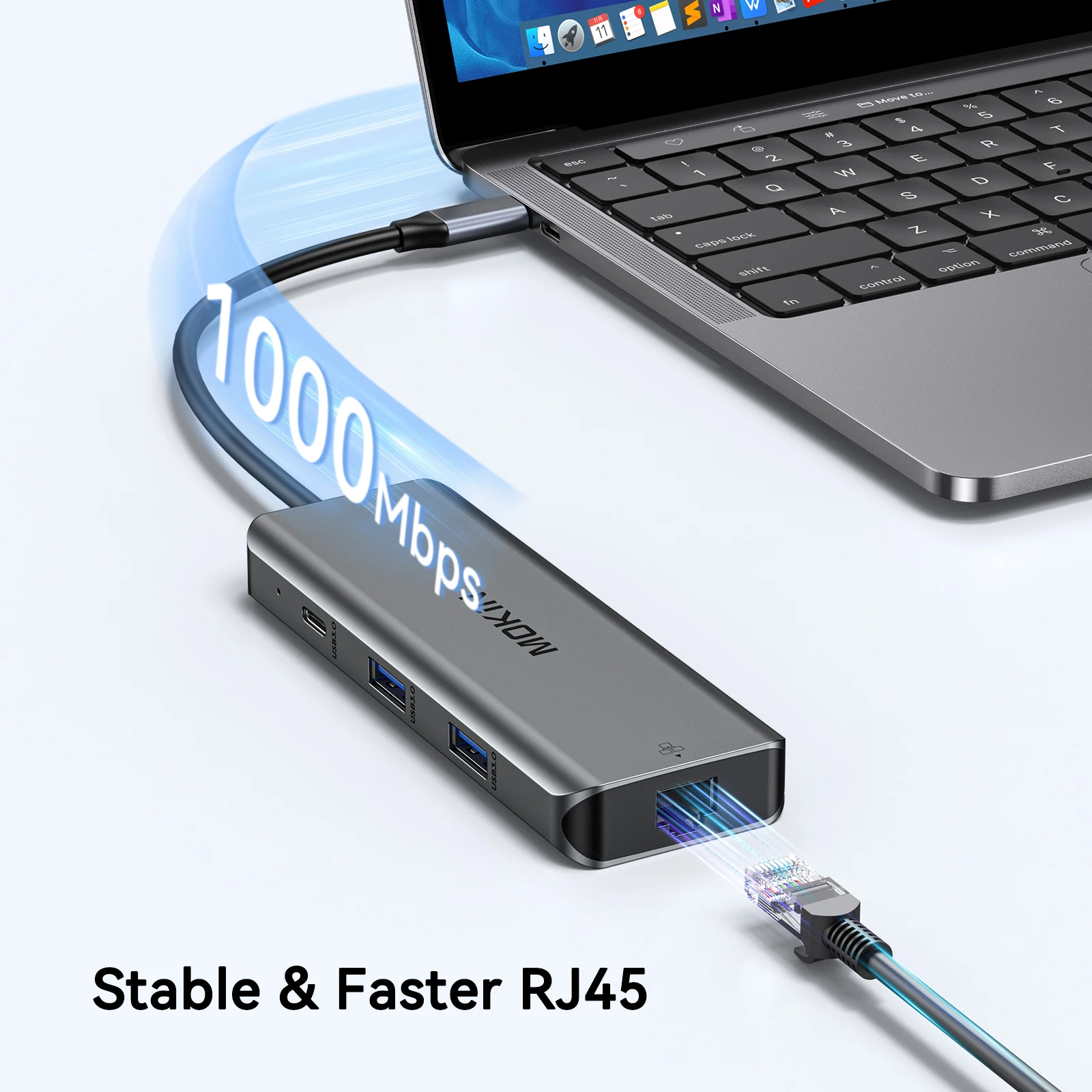 محول موكين 8 في 1 USB من النوع C، محطة إرساء USB للكمبيوتر المحمول لجهاز MacBook Dell/HP/Lenovo مع 4K HDMI، 3USB3.0، RJ45، PD100W #3