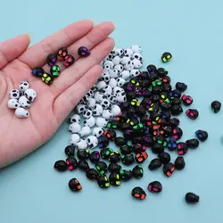 30PCS Halloween Black and White Skull Beads Loose Beads Hip Hop Loose Beads DIY Craft Jewelry Bracelet Making Accessories Beads