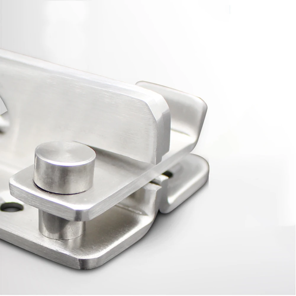 Security Home Safety Door Bolt Punch Free Silver Stainless Steel Bracket Hasp Hardware Latch Repair Replacement