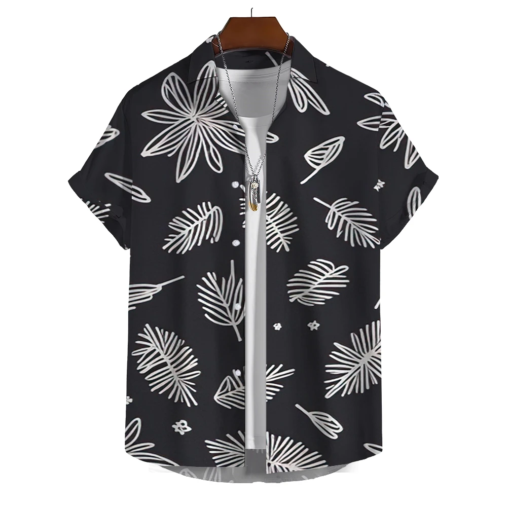 Men's Hawaiian Shirts 3D Print Fallen Leaves Graphics Fashion Button Short Sleeve Lapel Streetwear Blouse shirts for men Summer