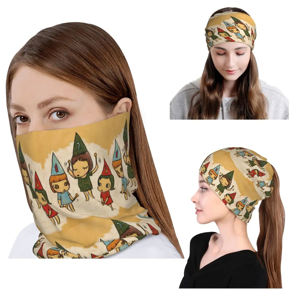 

Funny Yoshitomo Nara Bandana Neck Gaiter Mask Scarf Multifunction Balaclava Beanies Hat Unisex Adult Breathable