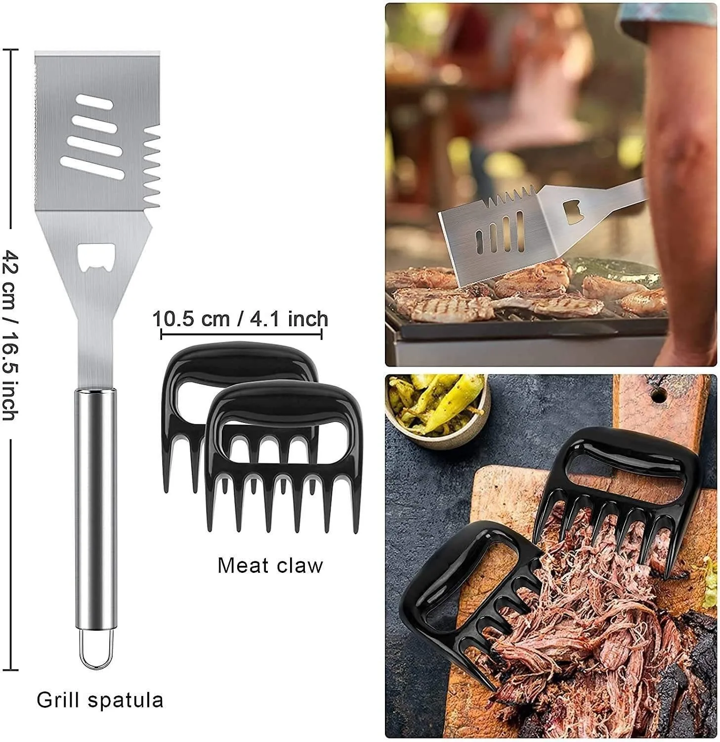 STLF15pcs أواني الشواية الفولاذ المقاوم للصدأ مجموعة أدوات شواء معدنية صغيرة الحجم بما في ذلك ملقط العصي التخييم في الهواء الطلق شواء المطبخ