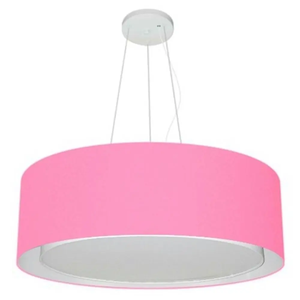 Md-4126 Double Cylinder Pendant Chandelier Dome Fabric 80x30cm Pink Baby-Bivolt