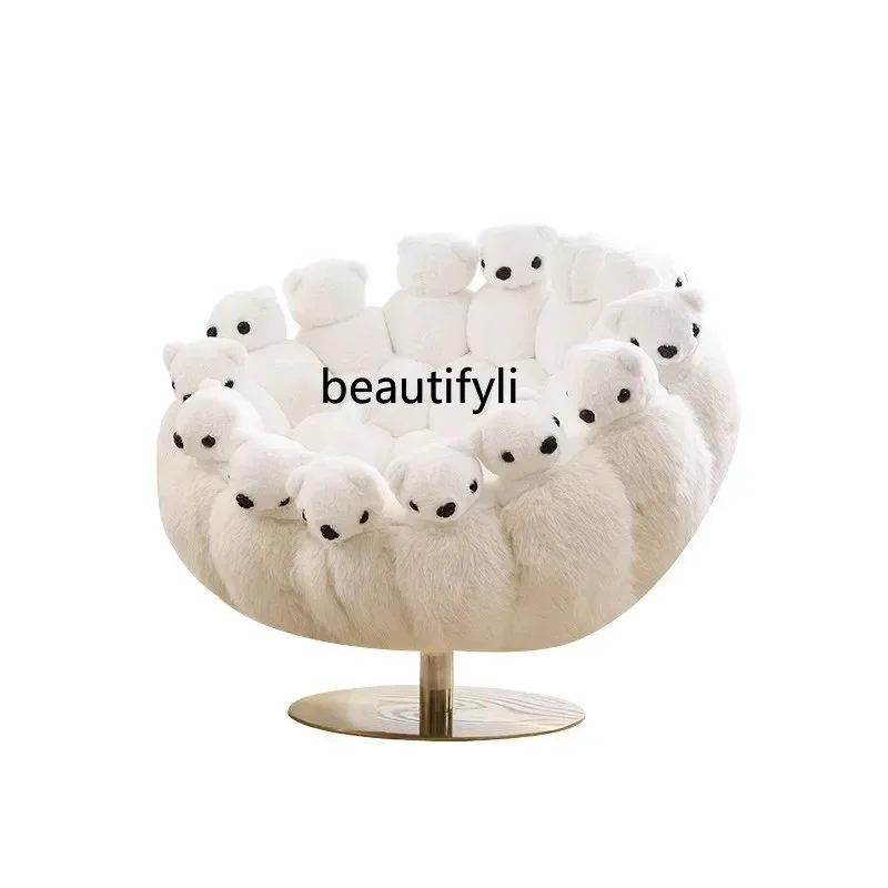 Single Lounge Chair Personality Art Animal Fabric Lazy Sofa Chair