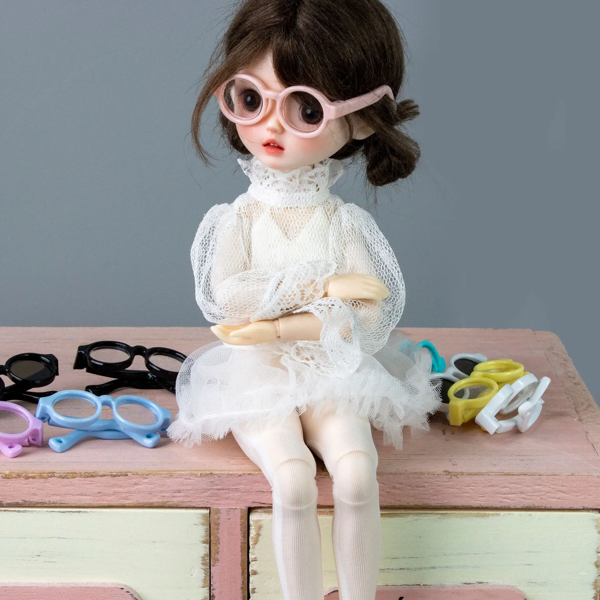 1/6 BJD Doll Dress Up Accessories Fashion Retro Round Glasses Versatile Preppy Style Glasses For Azone/OB22/OB24 BJD Doll Blyth