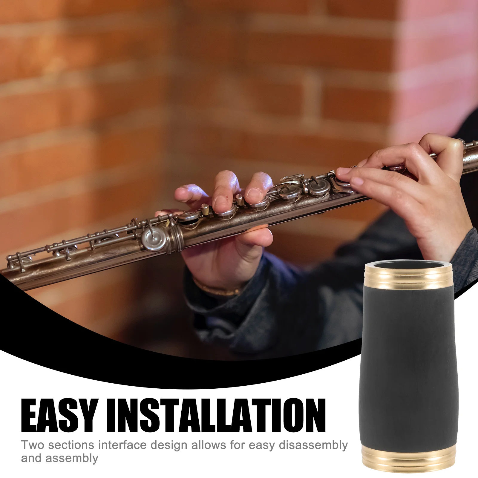 

Clarinet Barrel Solid ABS Material Easy Disassembly Two Sections Interface 65mm Length Suitable for Most Clarinets Clarinet Part