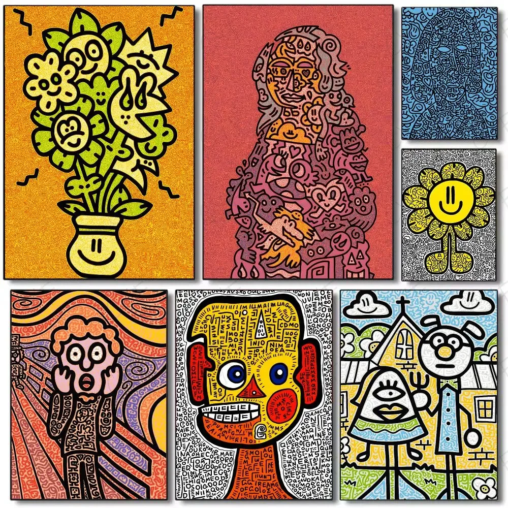 Artist Illustrator Mr Doodle Poster Painting Wall Art Mural for Living Room Home Decor and Gifts