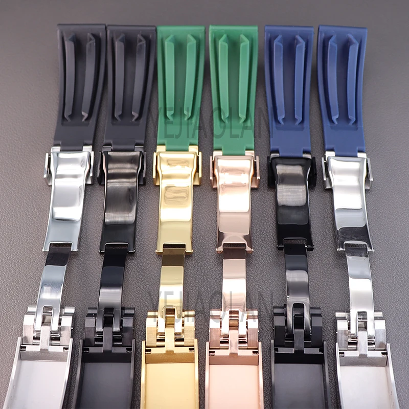 20mm Silicone wristband Watchband Men\'s Watch Strap Parts Stainless Steel Buckle For Daytona SKY-DWELLER YACHT-MASTER nh35 Case