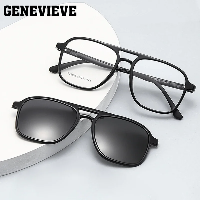 GENEVIEVE Magnetic Polarized Clip-On Eyewear UV Protective Polarized Sunglasses Customizable Prescription Reading Glasses TJ2193