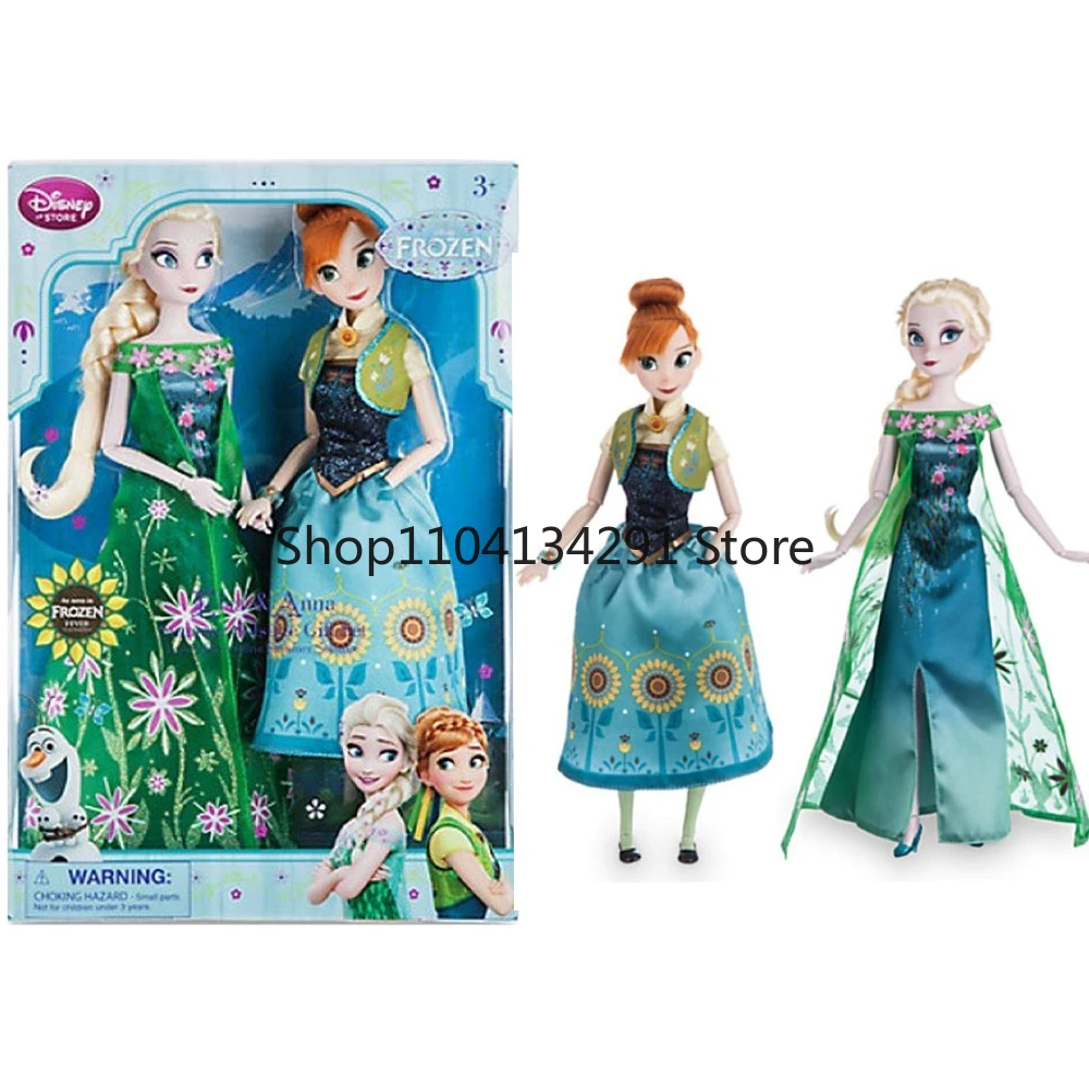 

Disney Frozen Elsa с зеленым платьем и куклами Анны, летний подарок Solstice, изысканная и стильная детская игрушка, которую можно свободно распасить