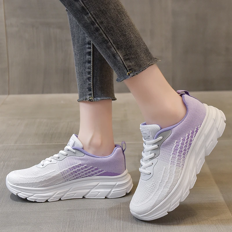 2023 New Shoes for Women Spring and Autumn Women's Vulcanize Shoes Mixed Colors Net Cloth Breathable Lace Up Sport Shoes Women