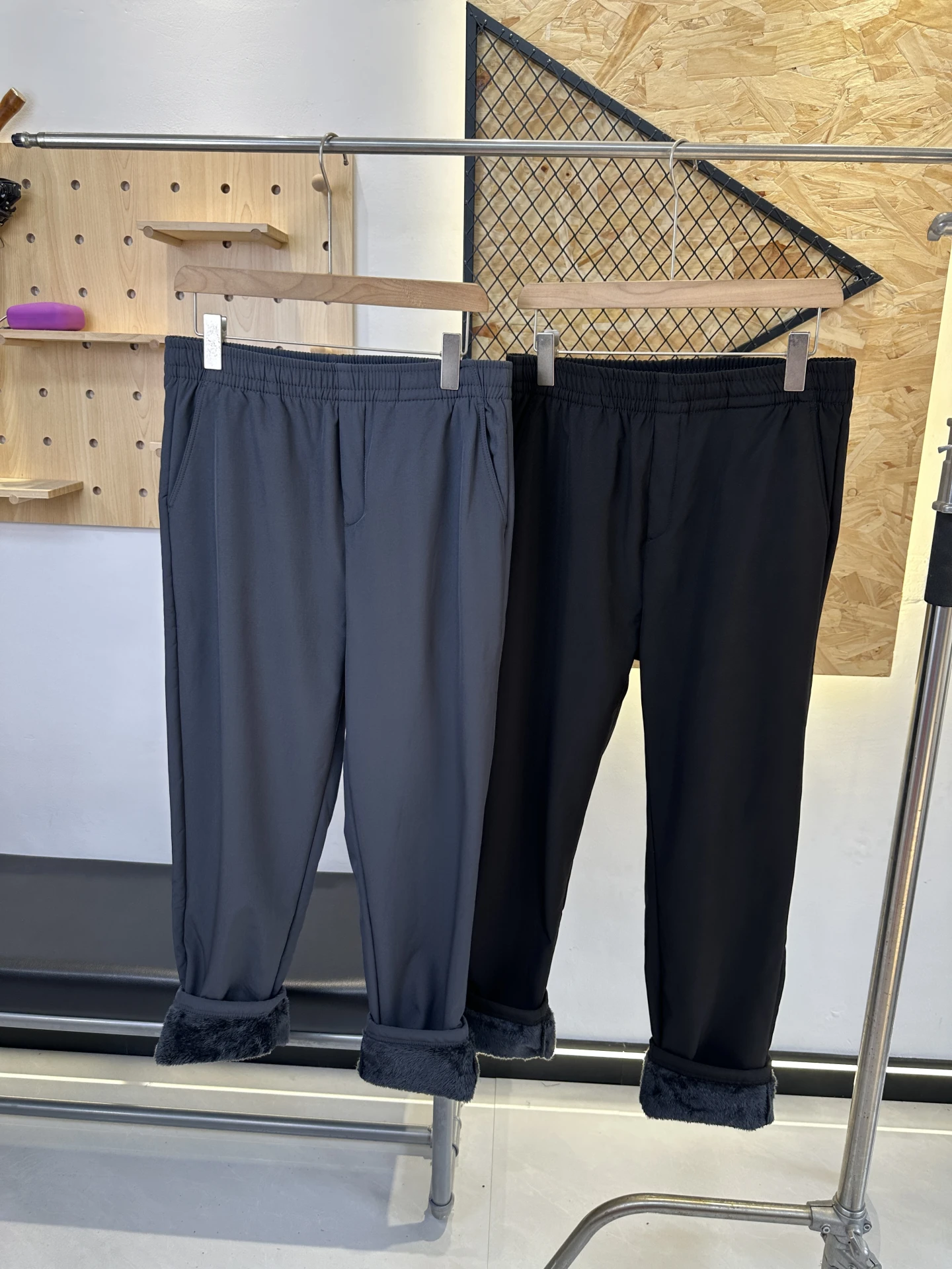 

Men's Outdoor Sle Fce Lined Thiened Straight Leg Casual Pants One-Piece Long Velvet Winter Waterproof Polyester Fiber