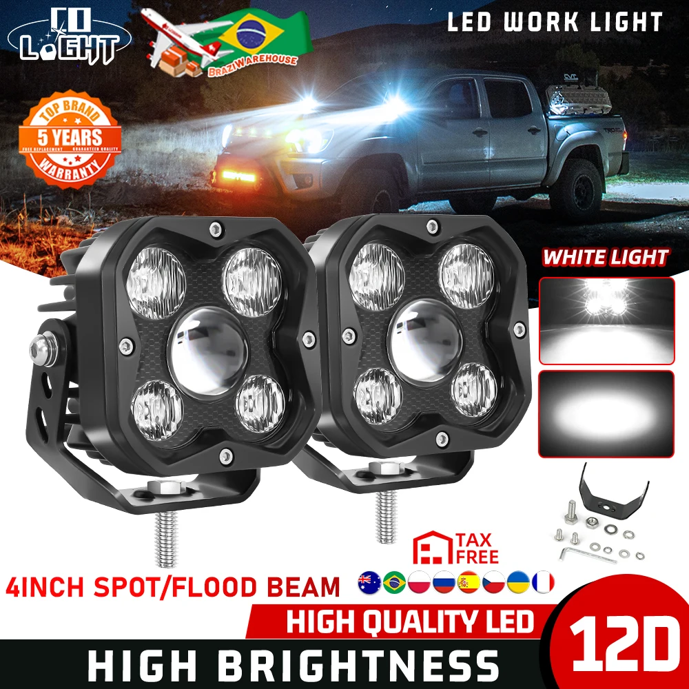 CO LIGHT LED Light Pods 4 Inch LED Light Bar 50000LM Spot Flood Combo Off Road Light LED Work Light Driving Fog Light for Pickup