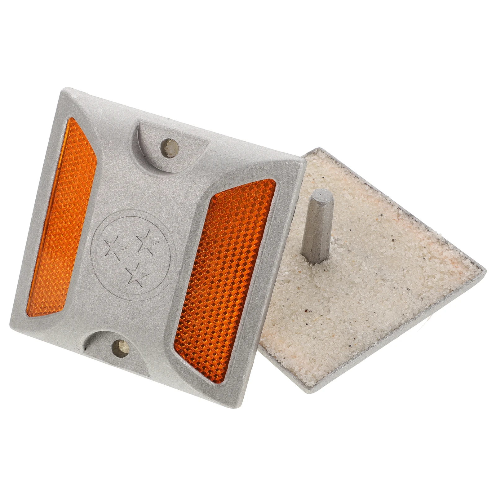 

2Pcs Cast Aluminum Reflective Road Studs Dual Yellow Durable Pavement Markers Driveway Highway City Street Traffic Safety