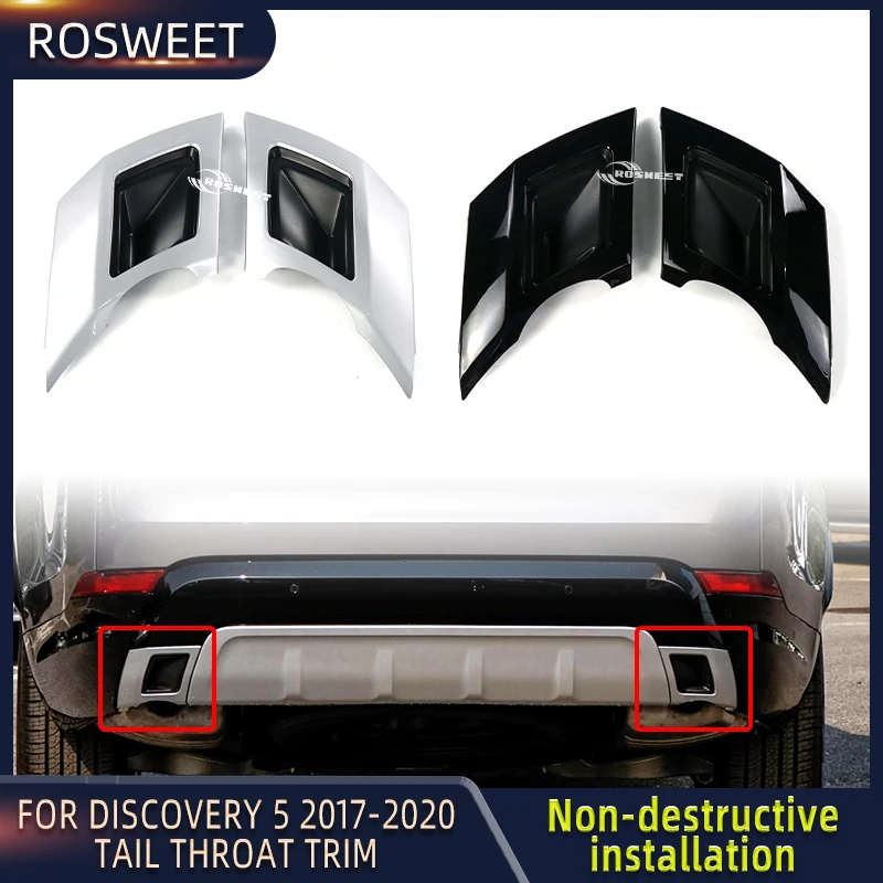 

Black And Silver Rear Bumper Rear Tail Throat Trim Plate Decoration For Land Rover Discovery 5 L462 2017-2020 Car Accessories