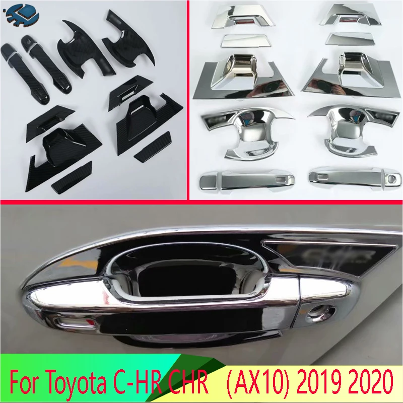 

2019 2020 Car Accessories ABS Chrome Door Handle Bowl Cover Cup Cavity Trim Insert for Toyota C-HR CHR （AX10) Chromium Styling