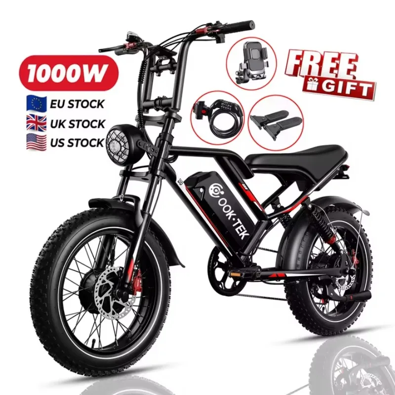 

STLF Brushless Dual-motor 1000W Electric Bicycle, 20-inch Wide Tires, Top Speed 19 Miles Per Hour Electric Bicycle