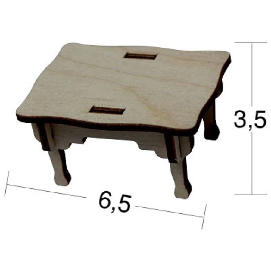 MN13 Miniature Table, Unpainted Raw Wood Miniature