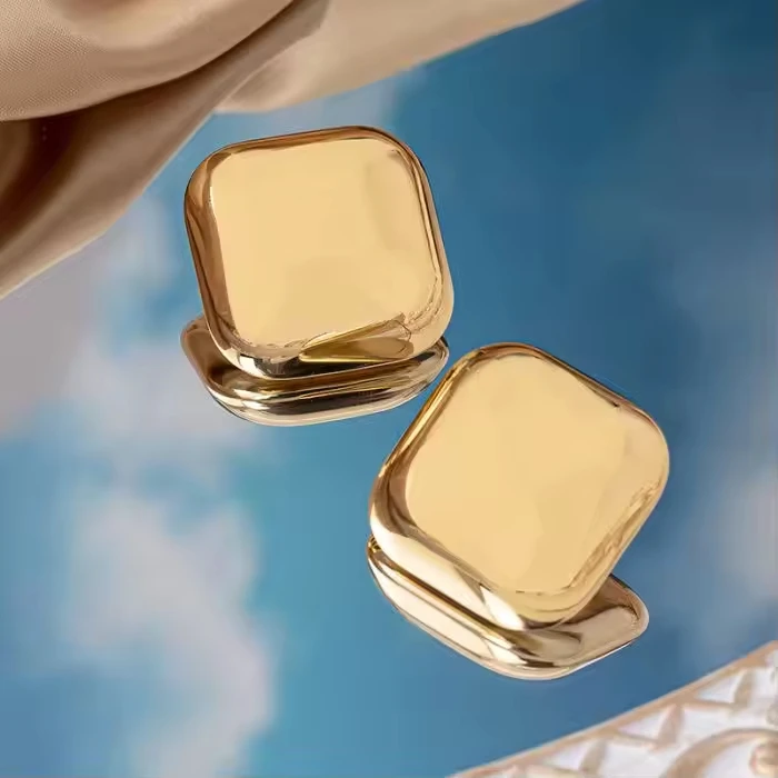 Punk Geometry Gold Color Smooth Square Earrings for Women Trendy Exaggerated Water Drop Earring Party Jewelry Gifts