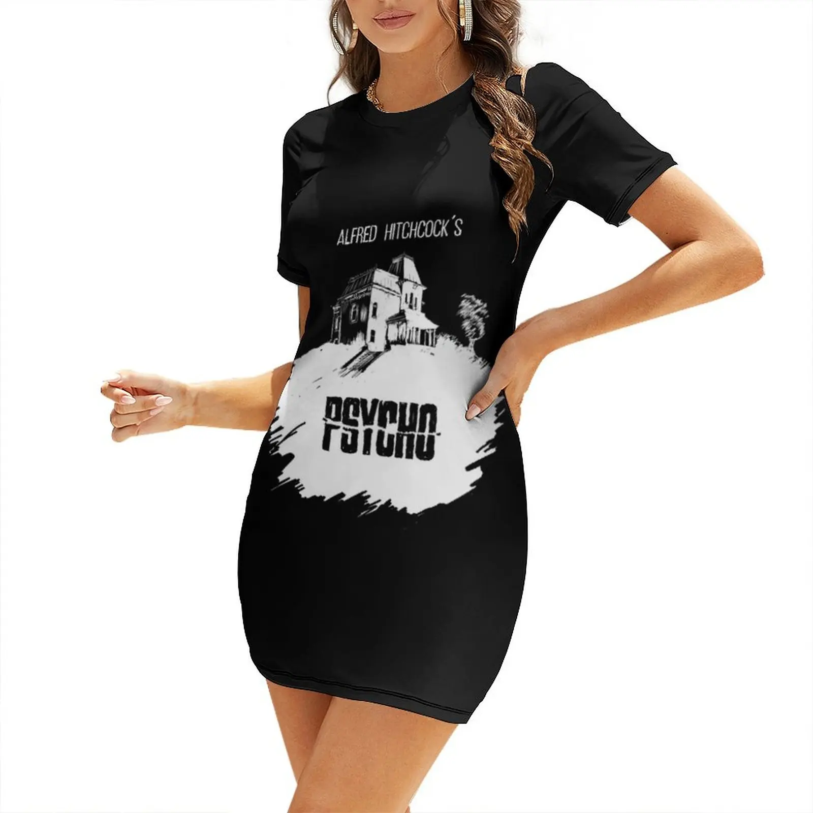 

Alfred Hitchcock's Psycho by Burro! (black tee version) Short-Sleeved Dress clothes for women dress korean style