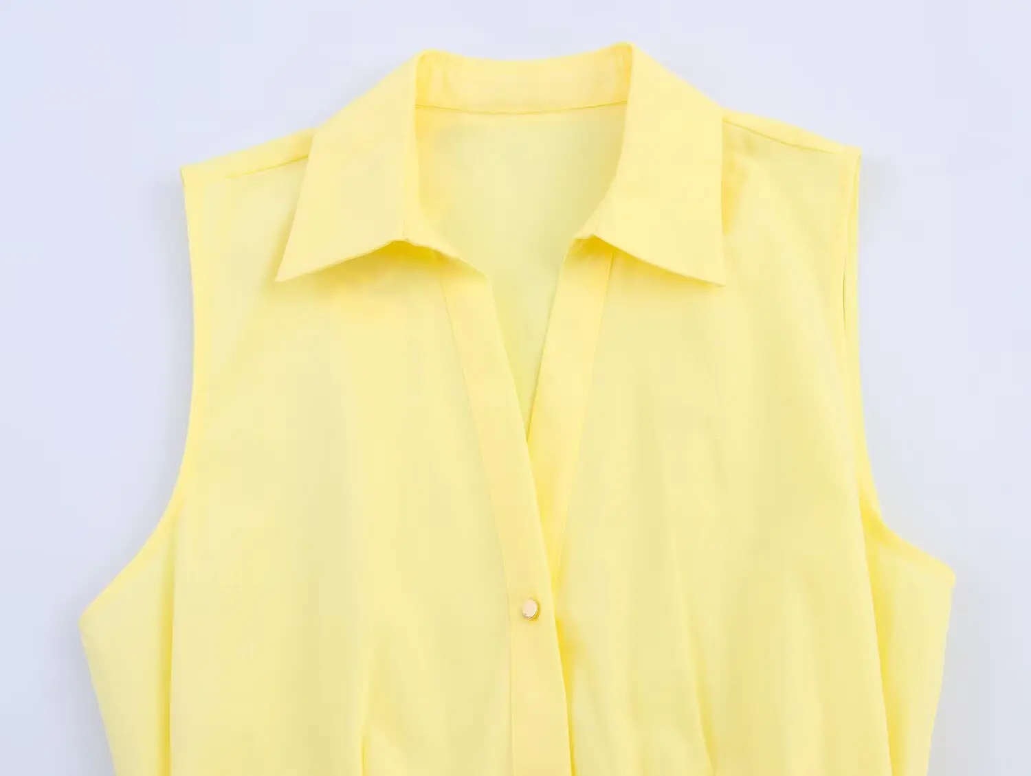 Maxdutti 북유럽 미니멀리스트 옐로우 포플린 드레스 프랑스어 우아한 통근 캐주얼 셔츠 드레스 여성 이브닝 드레스 파티 드레스 V