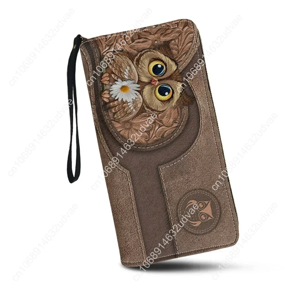 Kawaii kreskówka sowa wzór damski PU skórzana kopertówka etui na telefon komórkowy wiele kart Organizer portfel portmonetka Portefeuille