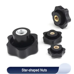 5/10pcs Star-shaped Manual Tightening Nuts M4 M5 M6 M8 M10 Black Handle Nut Thumb Nut Clampsing Knob Manual Nut