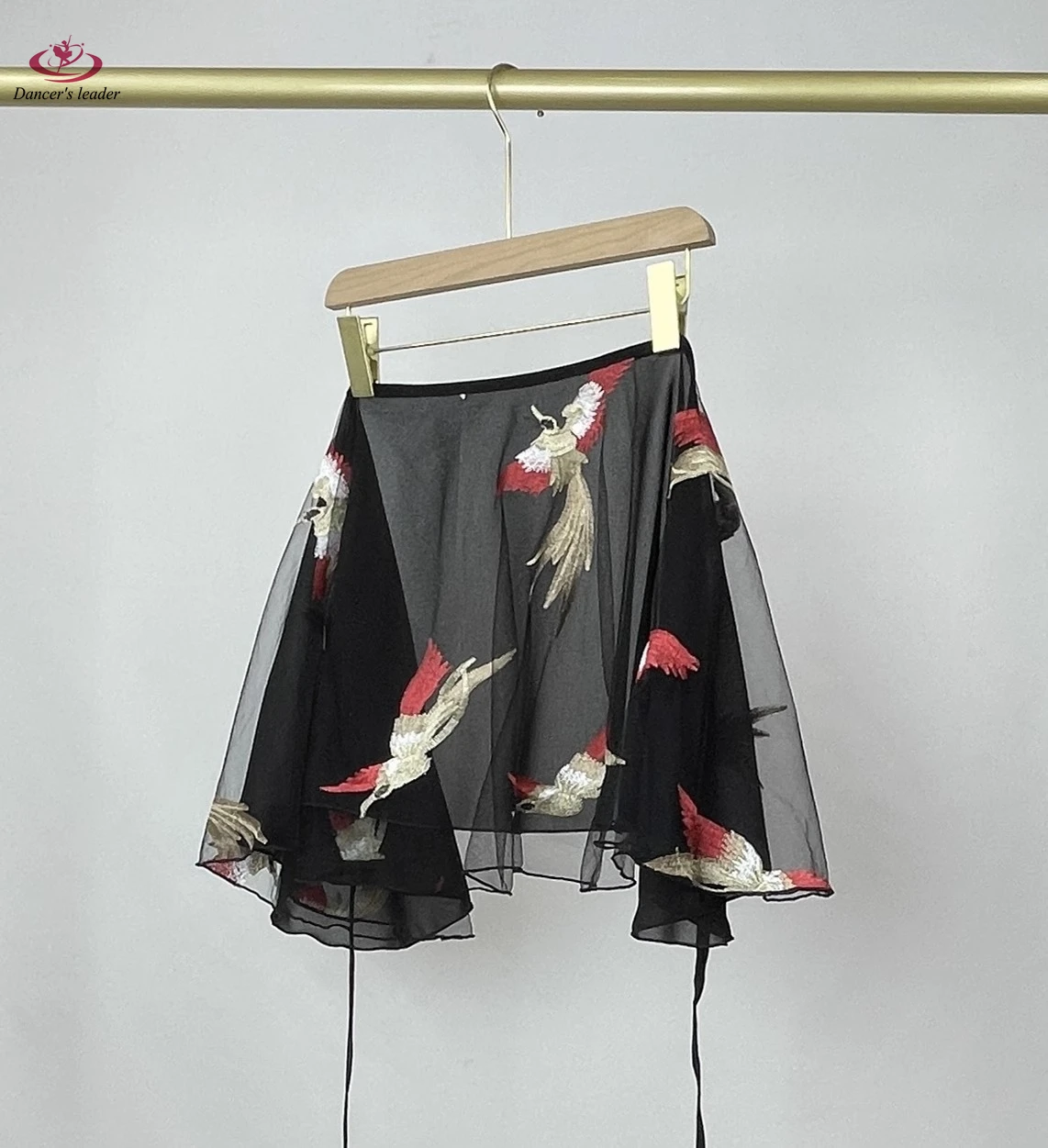 Women's Ballet Skirt with Bird Embroidery Adult Stage Performance One Piece Skirt Girl Practice Ballet Mini Skirt Image