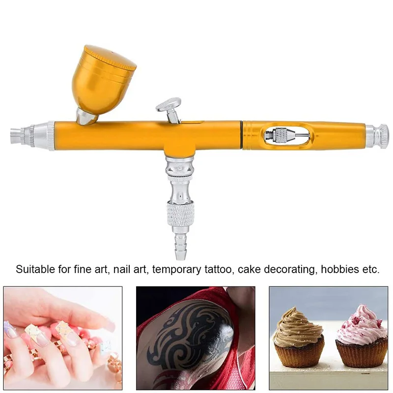 Airbrush and Compressor Kit Dual Action with Push Switch Cleaning Tool 7cc 0.3mm Aerógrafo for Model Cake Painting Nail Ar