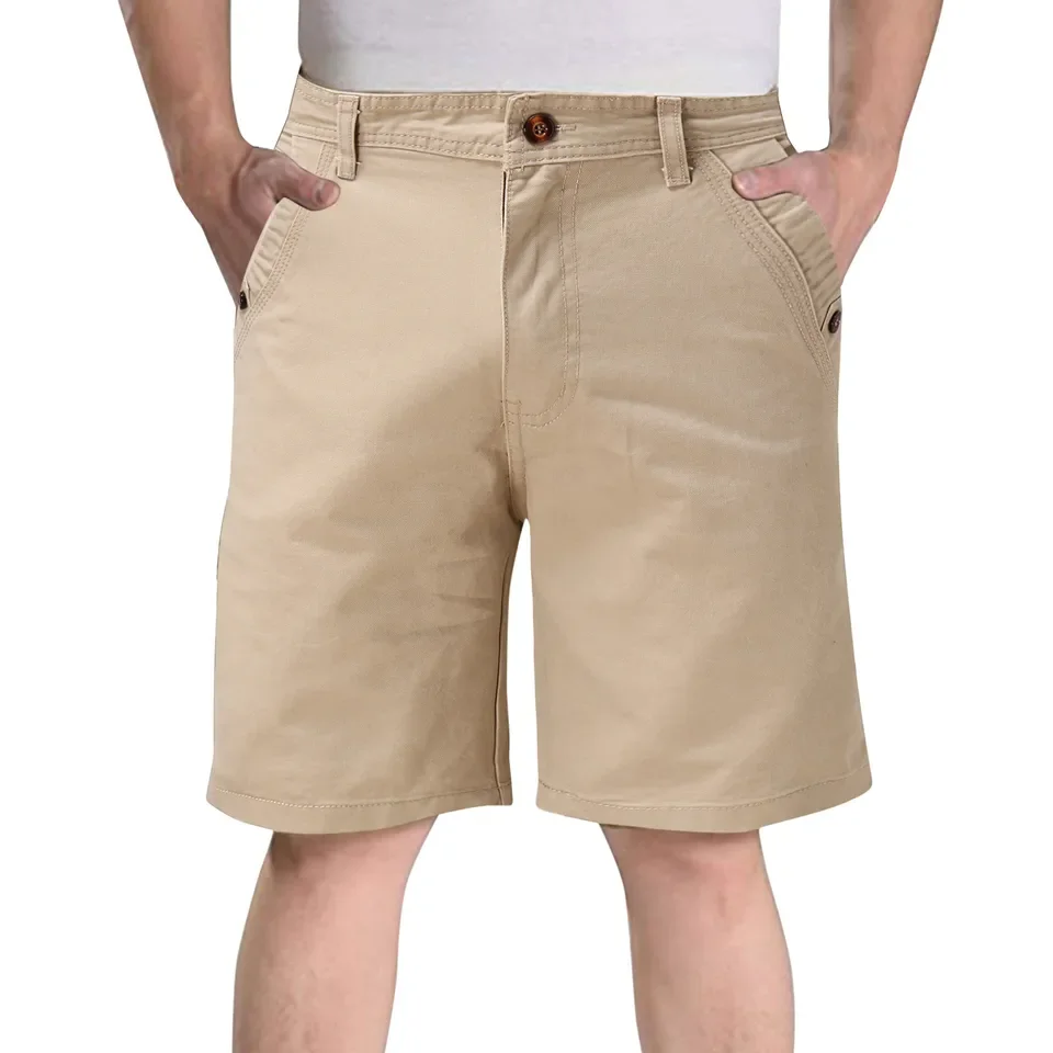 

2025 New Summer Cotton Solid Shorts Men High Quality Elastic Waist Casual Business Social Men Shorts 10 Colors Beach Shorts