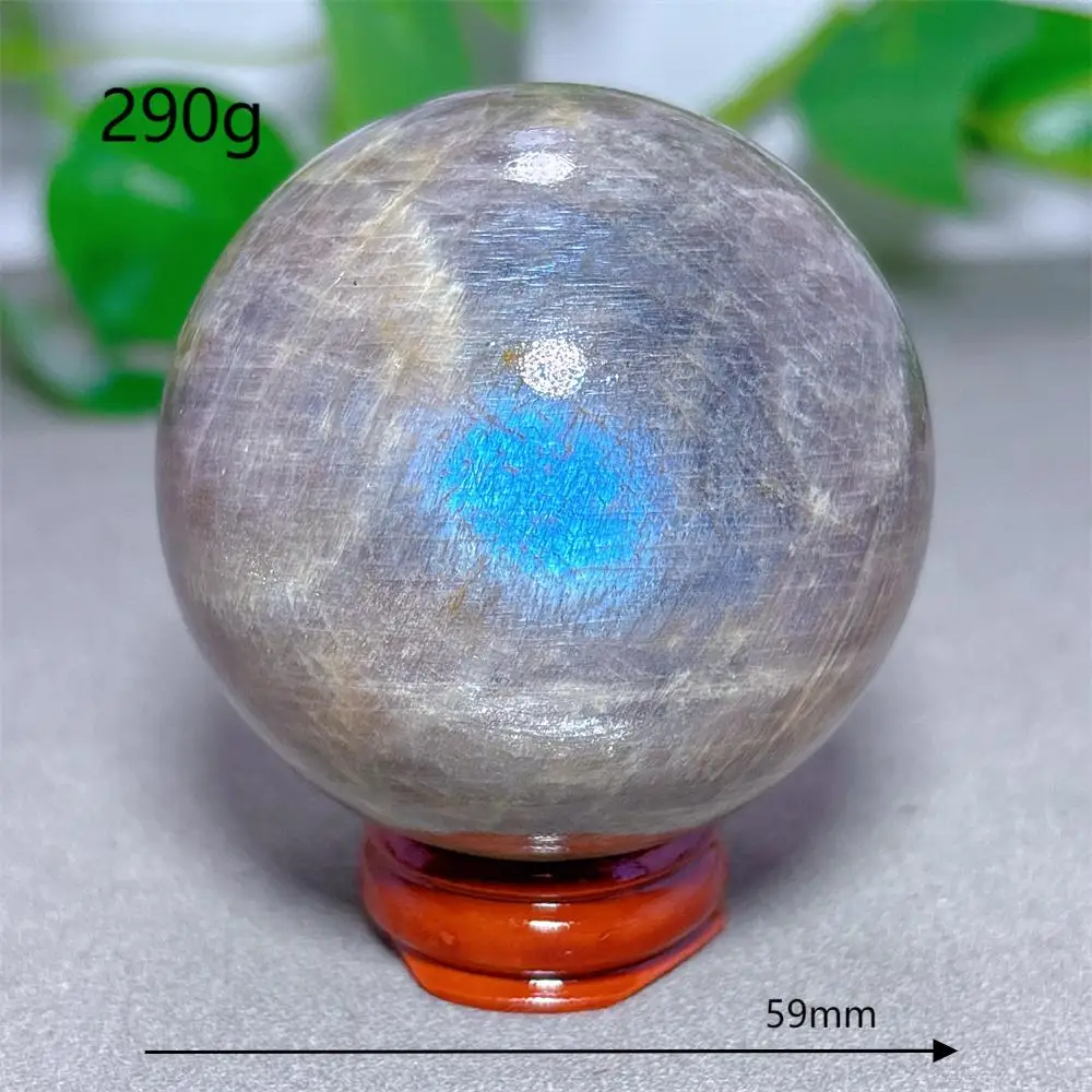 Blauwe Maansteen Bol Kristal Natuursteen Kwarts Mineralen Huisdecoratie Reiki Tuingeschenken Energie Genezing Geluk Liefde +Stand