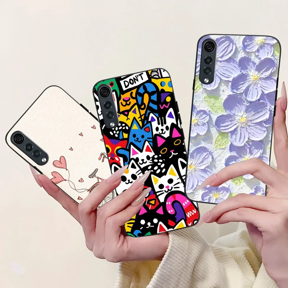 For LG Velvet 4G Case 5G Cute Cat Luxury Fashion Flowers Funny Painted Back Cover For LG Velvet 5G UW Phone Case Silicone view 5