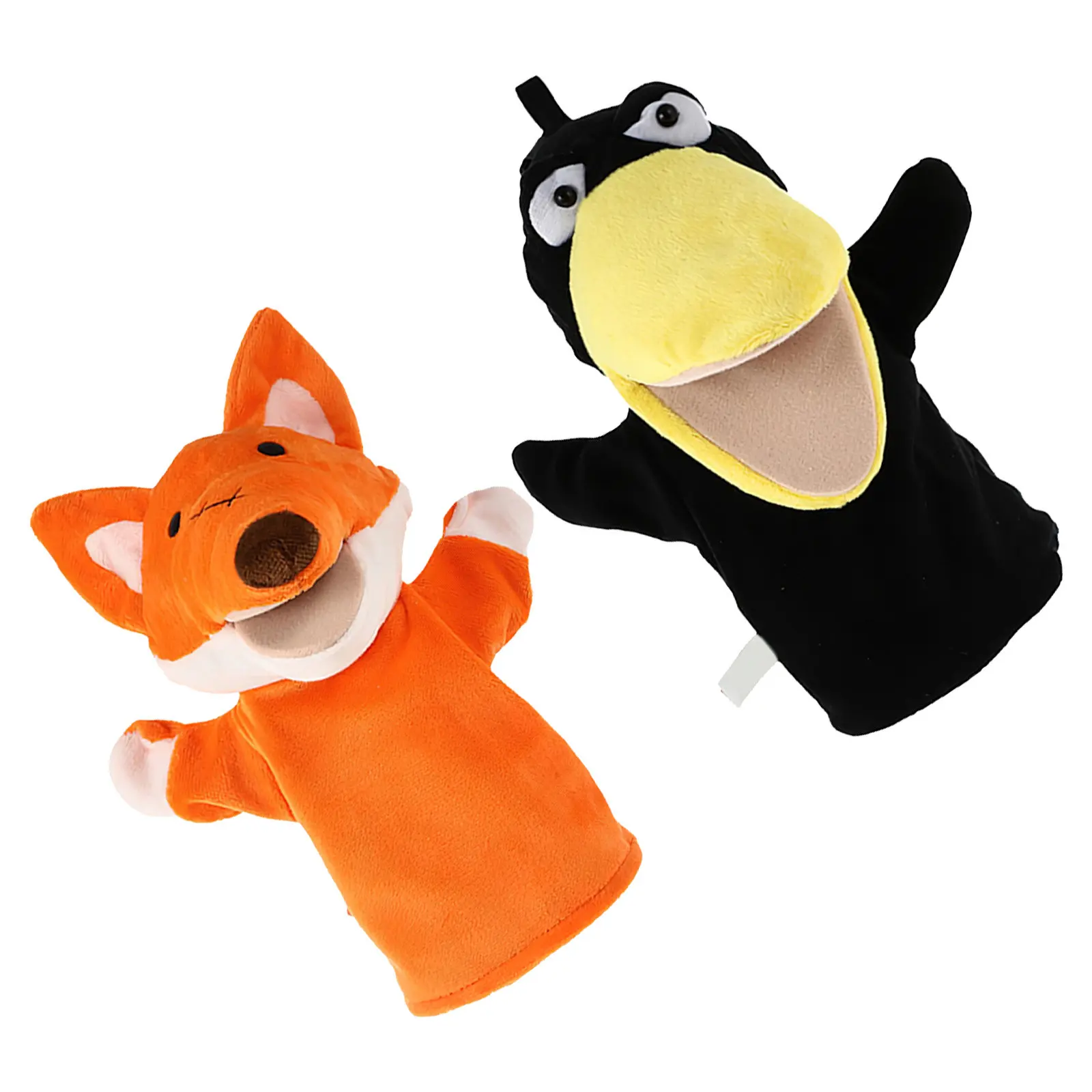 

2Pcs Animal Hand Puppets Smooth Stitching Fade Resistant Design Interactive Learning Aid for Toddlers Preschoolers Speech