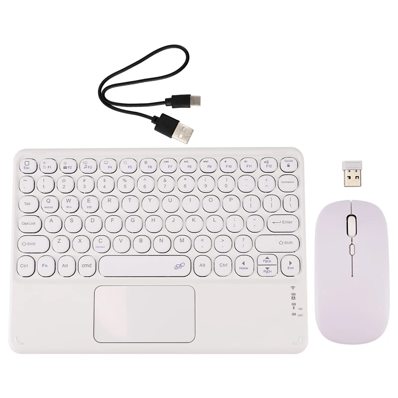 N85R-Wireless Keyboard And Mouse Set With Round Keycaps And Touch Function For Mobile Phones And Laptops