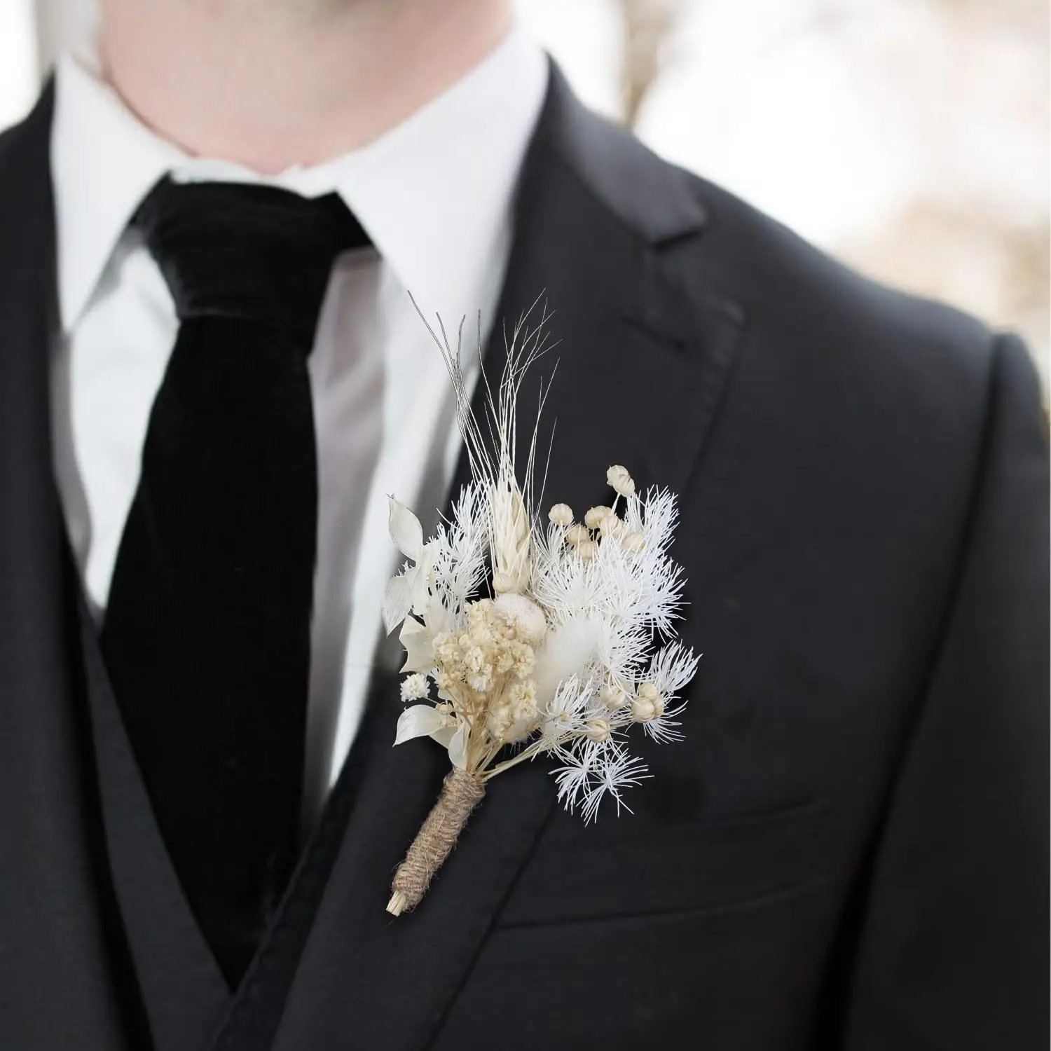 6Pcs Wedding Mini Boho Bouquet Boutonnieres Assorted Dried Flower for Men Boho Home Wedding Fall Flower Birthday Table Decor