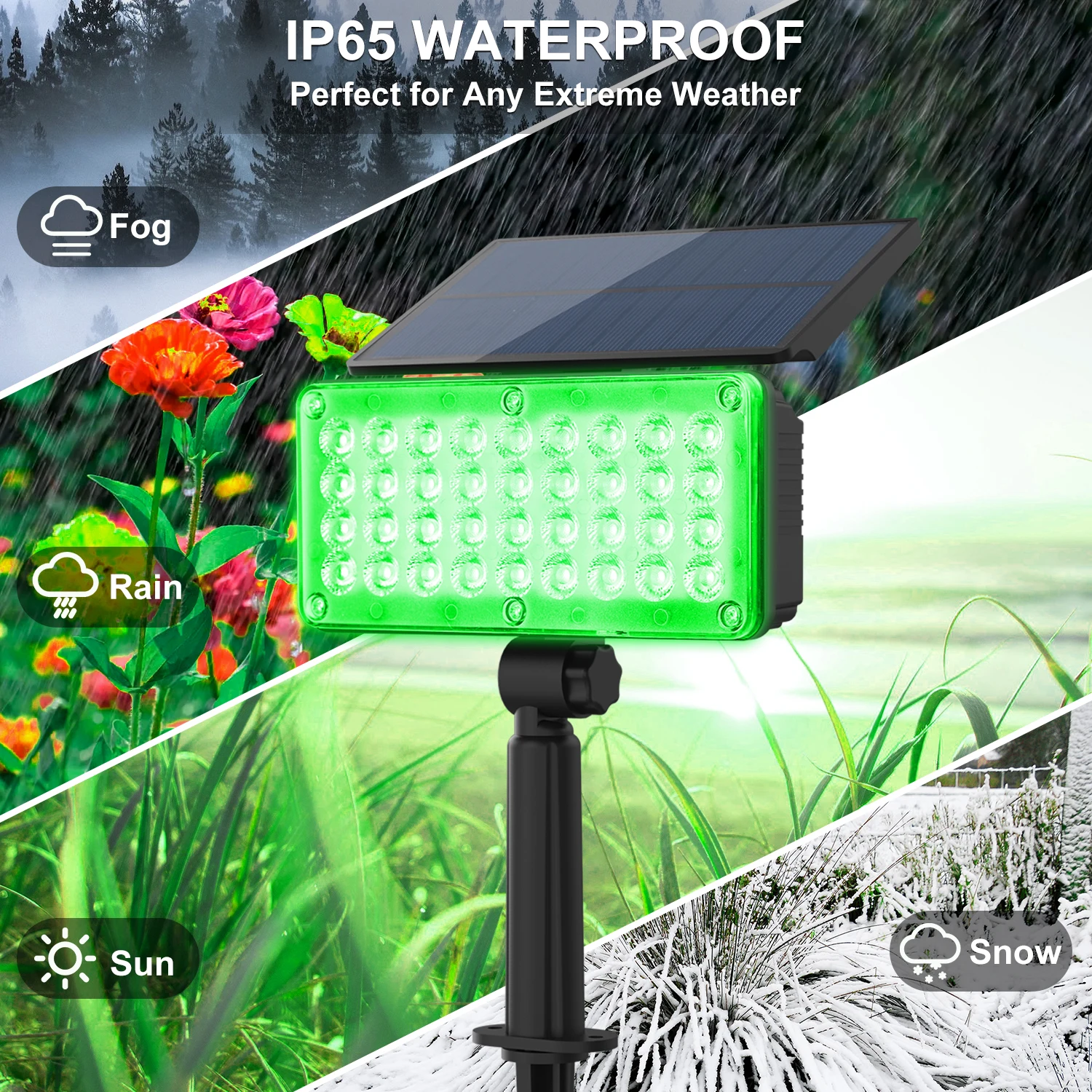 Impermeável Solar Garden Light, paisagem ao ar livre, decoração do pátio, lâmpada de parede, spotlight verde para árvore, rua Pathway, IP65