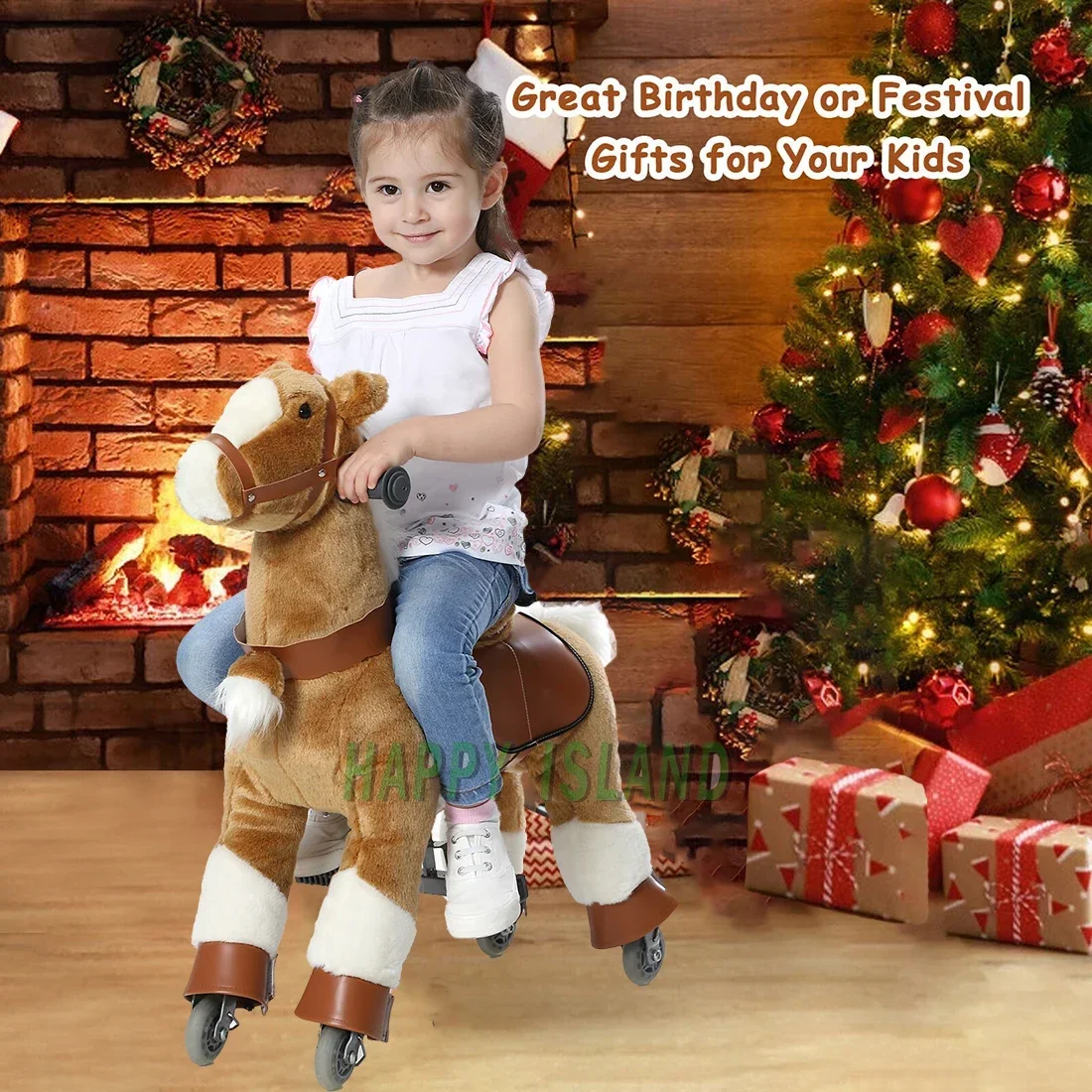 Simulation Animal Riding Horse Mechanical Plush Toy Big Stuffed Soft Animals Ride on Horse for Kids Great Gift Toy Horse To Ride