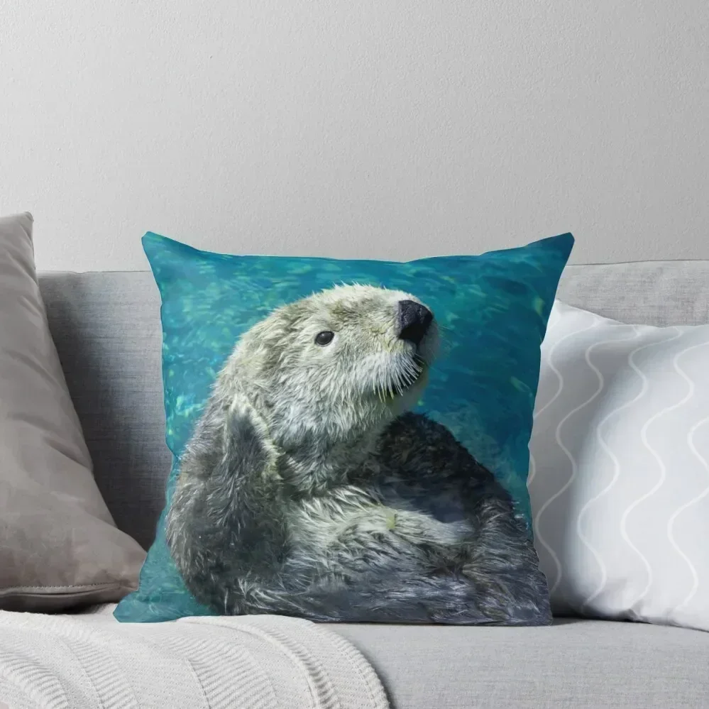 

Adorable Sea Otter Cute Blue Water Throw Pillow Pillow Covers Decorative sleeping pillows pillow