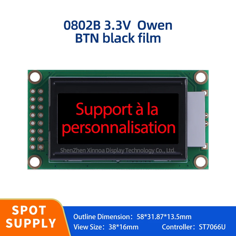 

08X02 Character LCD Screen 0802B LCD 3.3V European BTN Black Film Red Character Dot Matrix Screen 87 * 60MM