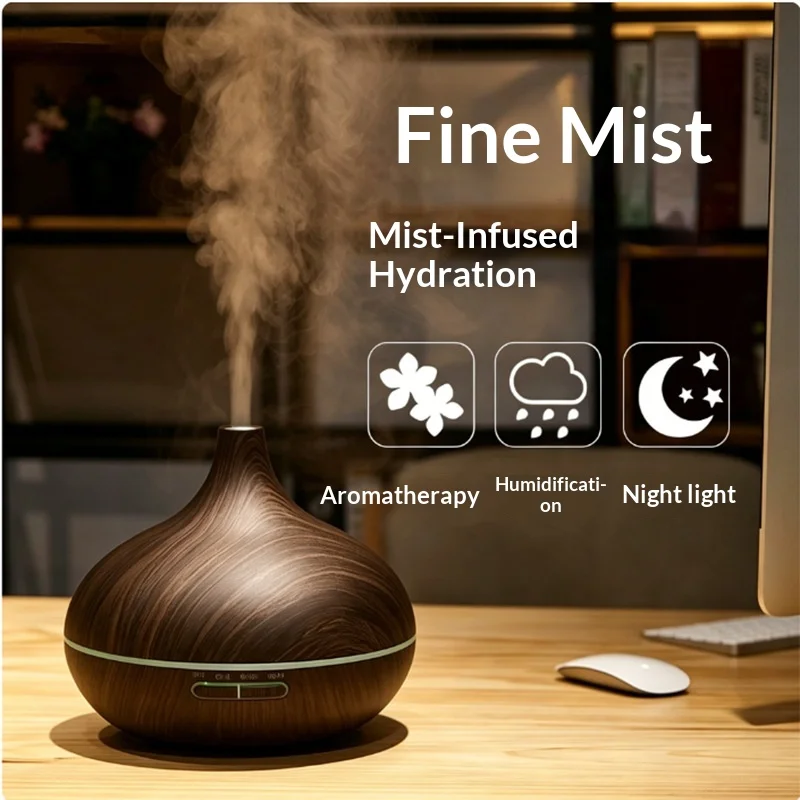 USB Aromatherapy Diffuser Large Mist Quiet Humidifier Home Onion Wood Grain Auto Spray