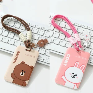 Kawaii Line Friends Tarjeta Tapa de dibujos animados Brown Key Chain Anime Coney Coney Card de control de acceso portátil Cubierta de bolsas 12 mejores amigos de línea de venta Sally - №9