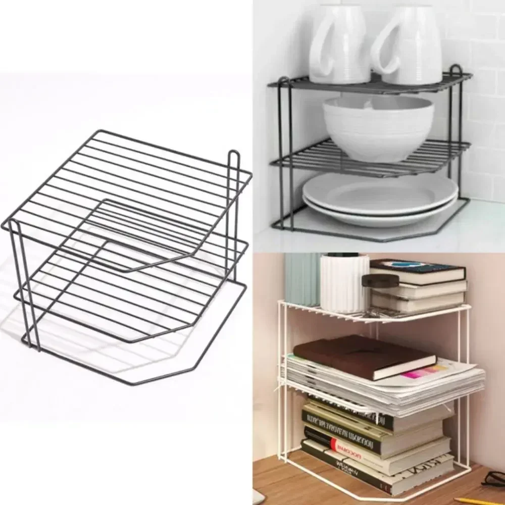 Kitchen Seasoning Corner Shelving Pot Non Punching Portable Storage Table Top Organizer Rack 3 Tier Carbon Steel Portability