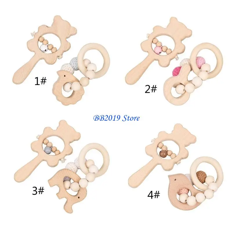 Q0KB Haak Beadbracelet kinderziektes verlichting Rammelaar Rammelaar Infant Music Toy Handbell