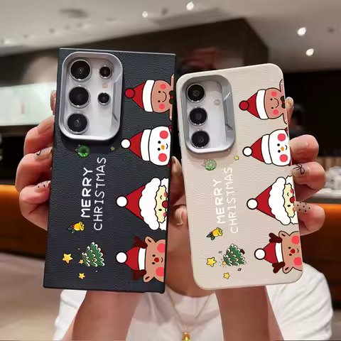 Cute Cartoon Santa Hat Case For Samsung Galaxy S24 S23 S22 Ultra S21 S20 FE A16 A14 A34 A15 A25 A35 A52 A53 A54 A55 5G Christmas