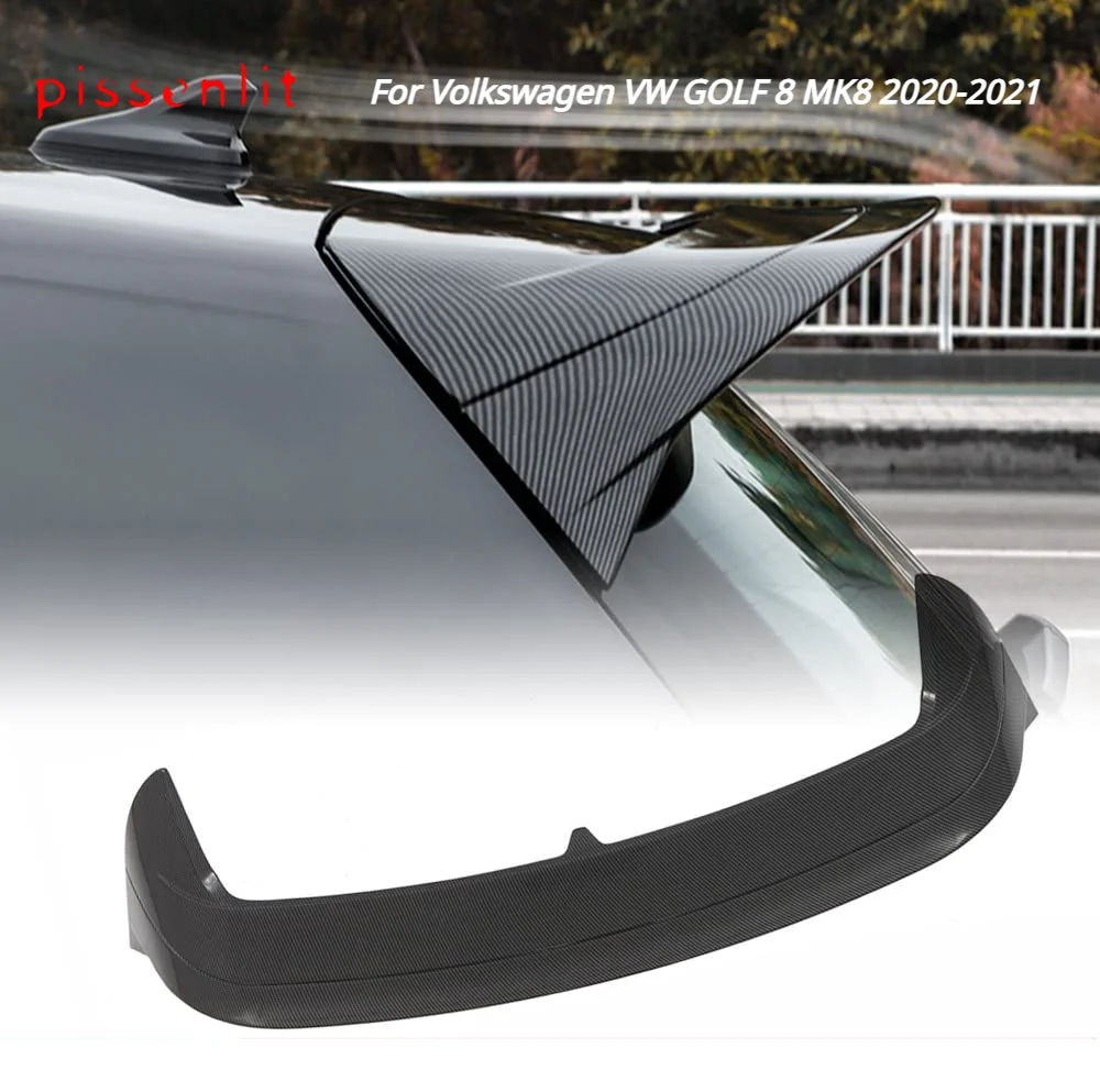 For Volkswagen VW GOLF 8 MK8 2020-2021 Rear Roof Spoiler Wing Carbon Fiber Look/Gloss Black Tail Gate Window Trunk Splitter Lip